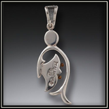 Emergence Fossilized Walrus Tusk Silver Mother of Pearl Pendant