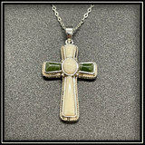 Large Jade & Mammoth Ivory Cross Necklace