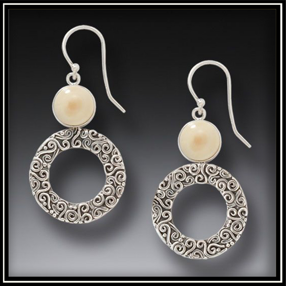 Arctic Sun Silver Mammoth Ivory Earrings