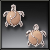 Fossilized Walrus Ivory Sea Turtle Stud Earrings
