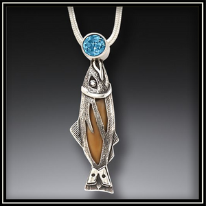 Bigger Fish Fossilized Walrus Ivory Silver Fish Pendant