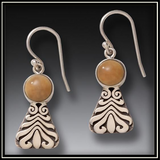 Fossilized Walrus Tusk Wave Motif Earrings