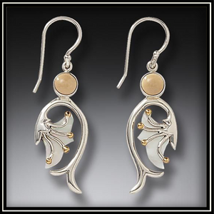 Emergence Fossilized Walrus Ivory Mother of Pearl Earrings