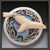Seal's Delight Mammoth Tusk Ivory Paua Pendant or Pin