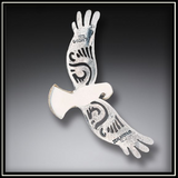Circling the Sky Fossilized Walrus Ivory and Silver Eagle Pendant
