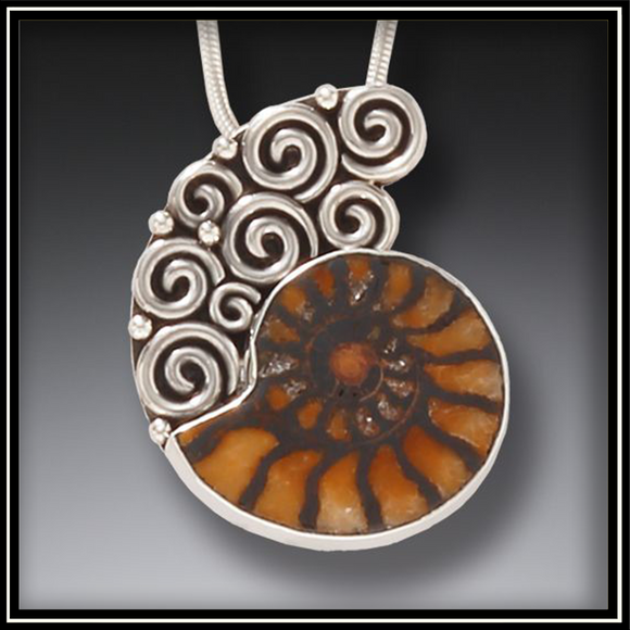 Meditation Silver and Moroccan Ammonite Necklace