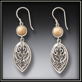 Art Nouveau Fossilized Walrus Ivory Drop Earrings