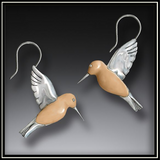 Fossilized Walrus Ivory Hummingbird Earrings