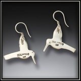 Fossilized Walrus Ivory Hummingbird Earrings
