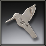 Fossilized Walrus Ivory and Silver Hummingbird Pendant