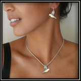 Fossilized Walrus Ivory and Silver Hummingbird Pendant