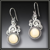 Mammoth Tusk Ivory Lotus Mandala Earrings