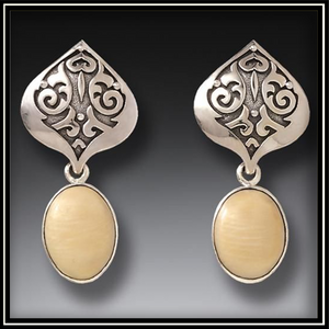 Mammoth Tusk Ivory Lotus Earrings