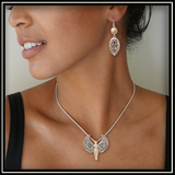 Guardian Heart Ancient Mammoth Ivory and Sterling Silver Angel Pendant