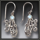 Spray Silver Rainbow Moonstone Drop Earrings