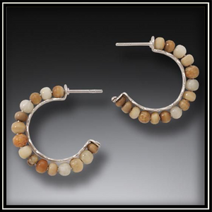 Fossilized Walrus Ivory Ancient Circles Hoop Earrings