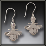 Amethyst Bees, Fossilized Walrus Ivory Earrings