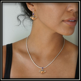 Amethyst Bees, Fossilized Walrus Ivory Earrings