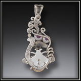 Bee in the Garden Fossilized Walrus Ivory Amethyst Pendant