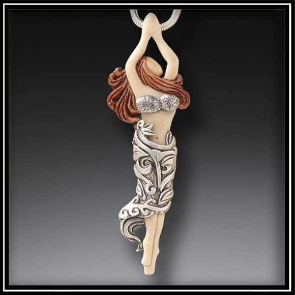 Fossilized Mammoth Ivory Silver Dancer Pendant