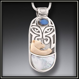 Mammoth Ivory Polar Bear Totem Pendant with Labradorite and Mother of Pearl