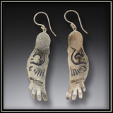 Fossilized Walrus Ivory Silver Wing Earrings