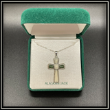 Large Jade & Mammoth Ivory Cross Necklace