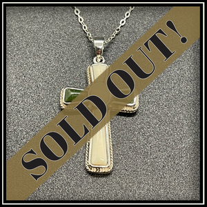 Large Jade & Mammoth Ivory Cross Necklace