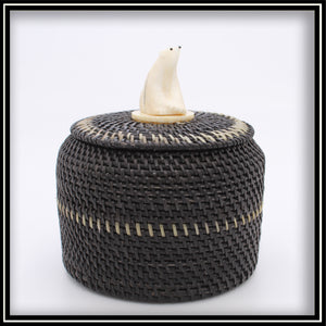 Baleen Basket with Walrus Ivory Bear