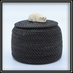 Baleen Basket with Walrus Ivory Bear