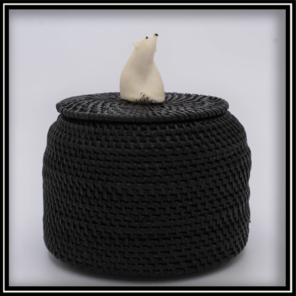 Baleen Basket with Walrus Ivory Bear