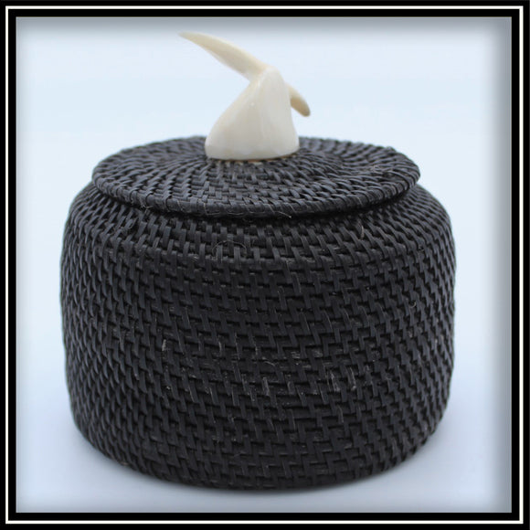 Baleen Basket with Walrus Ivory Whale Tail