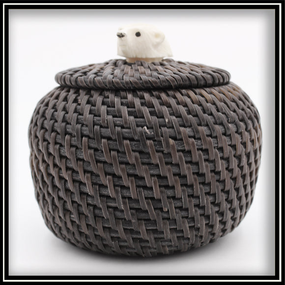 Baleen Basket with Walrus Ivory Bear Head