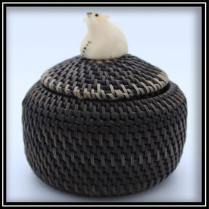 Baleen Basket with Walrus Ivory Bear