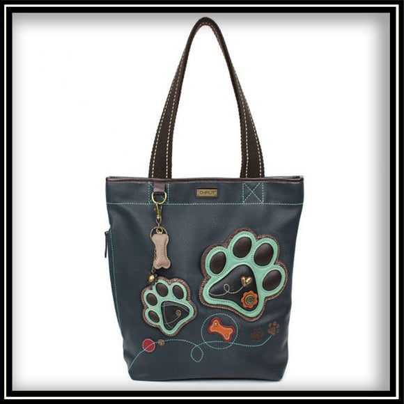 Teal Paw Print - Everyday Zip Tote