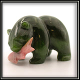 Jade Bear with Rhodonite Fish Carving