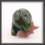 Jade Bear with Rhodonite Fish Carving