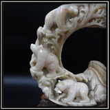 Sheep Horn with 3 Bears & 3 Sheep