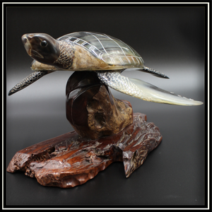 Horn Turtle on Rosewood Base