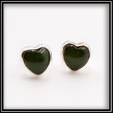 Jade Heart Stud Earrings 7mm