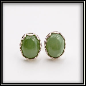 Jade Oval Stud Earrings