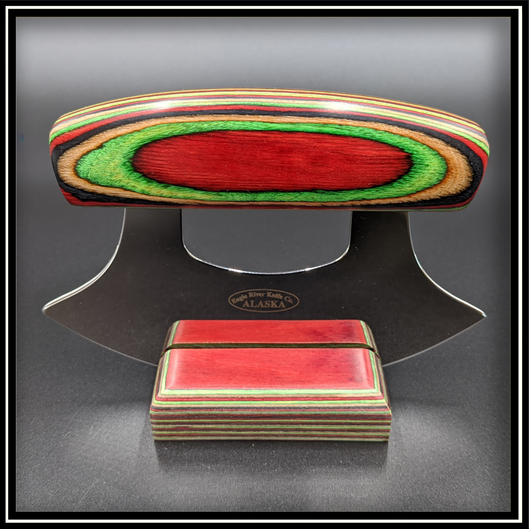 Dymondwood Ulu -Red/Green – Alaska Best Shopping Dymondwood Ulu -Red/Green – Alaska Best Shopping