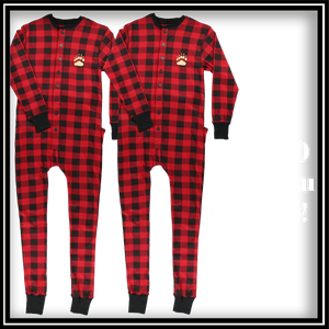 Red Plaid Flapjack Pajamas - Adult
