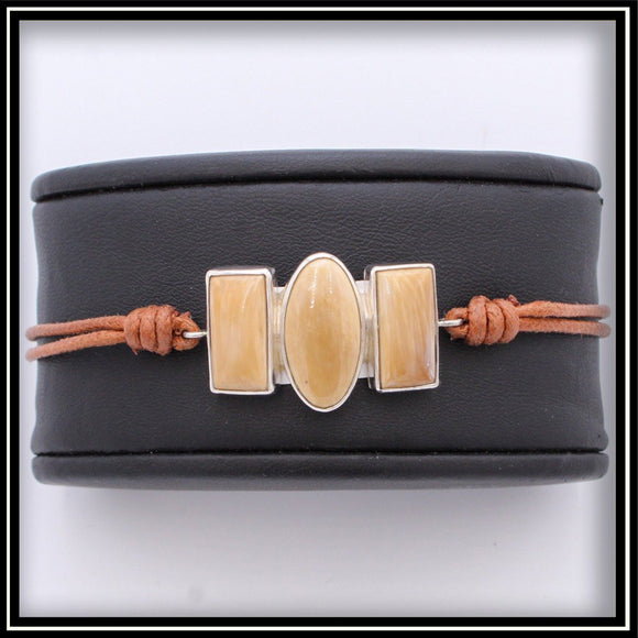 Mammoth Ivory and Leather Bracelet